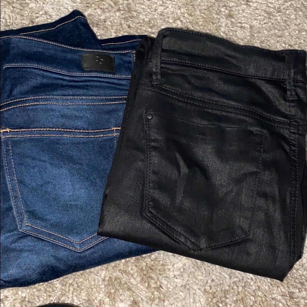 2 pairs black jeans/ dark blue